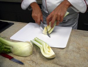 cutting up the fennel