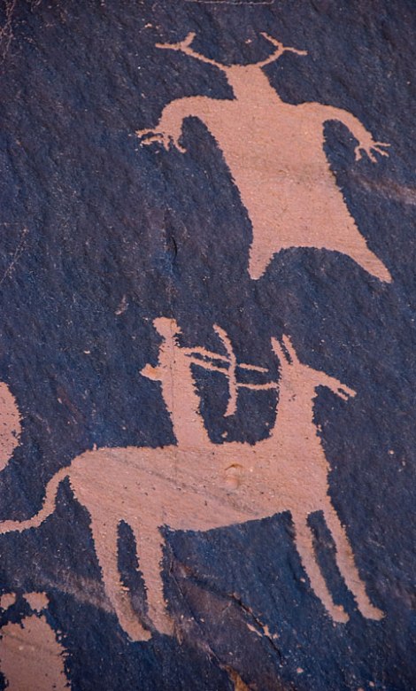 Close-ups of 'Newspaper Rock' petroglyphs