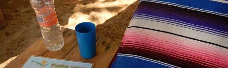 camastro (lounger) and mesa (table) at Playa Manzanillo in Puerto Escondido