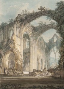 J.M.W Turner watercolour and ink painting of Tintern Abbey in Wales